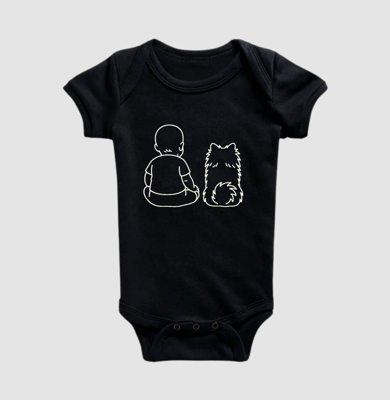 Bebê menino com cachorro Spitz - Personalizada