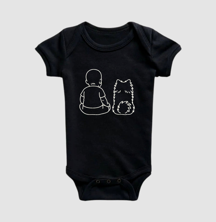 Bebê menino com cachorro Spitz - Personalizada
