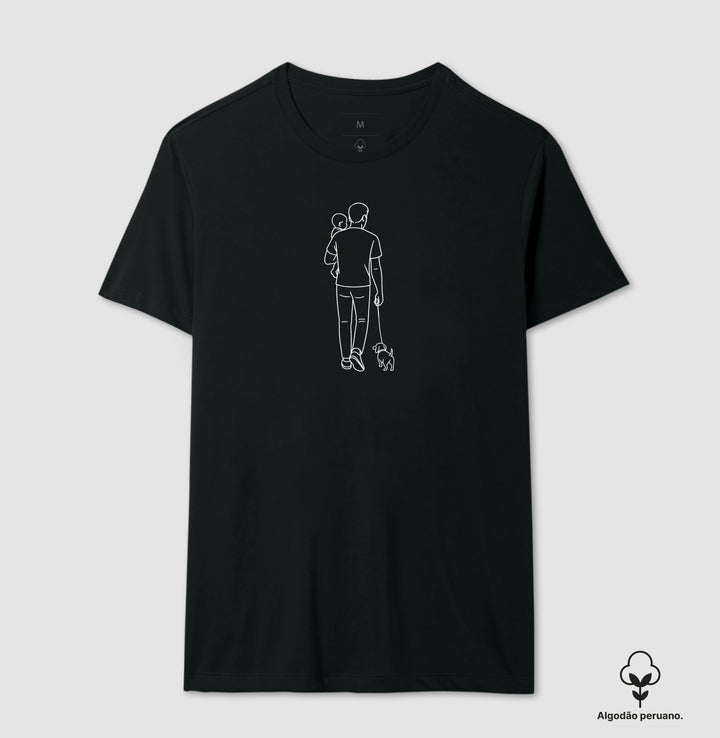 Pai com 1 filho menino e um cachorro - Personalizada