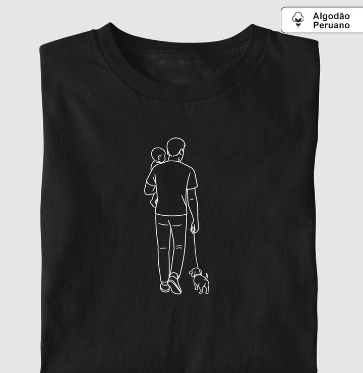Pai com 1 filho menino e um cachorro - Personalizada
