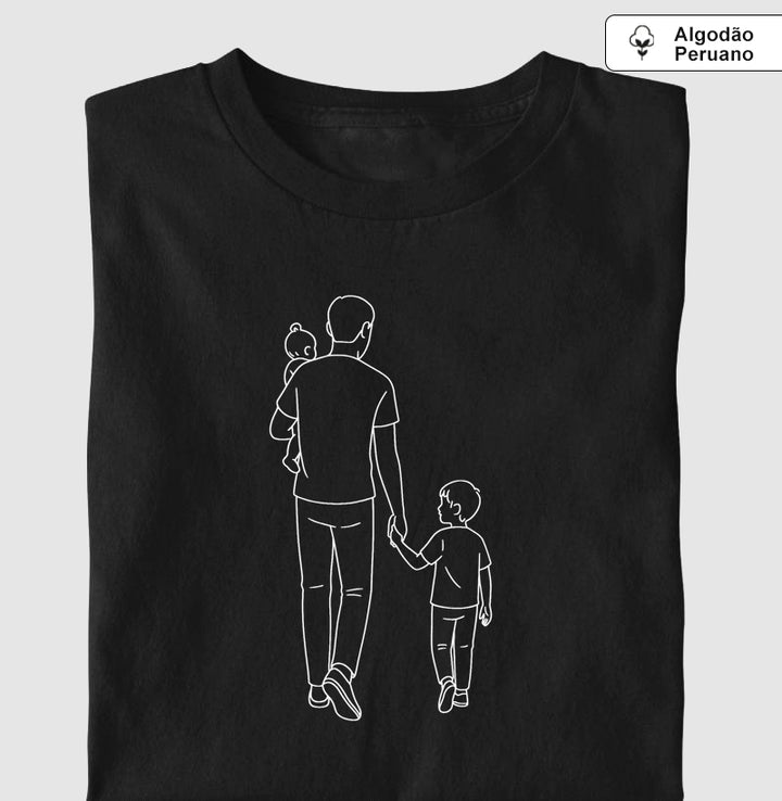 Pai com 2 filhos: menina bebê e menino maior - Personalizada