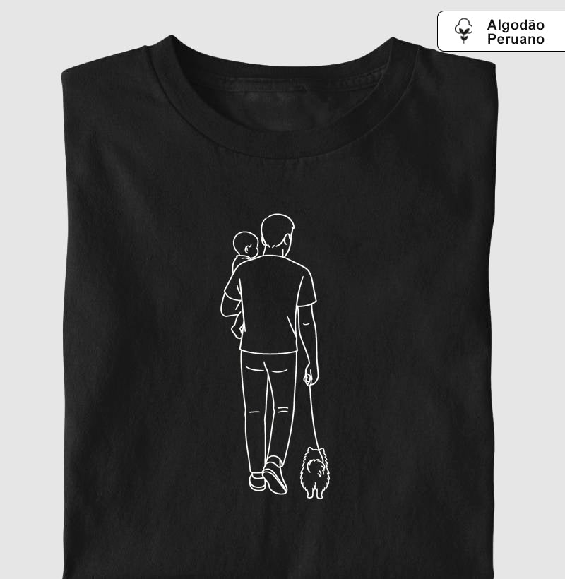 Pai com 1 bebê e um cachorro Spitz - Personalizada