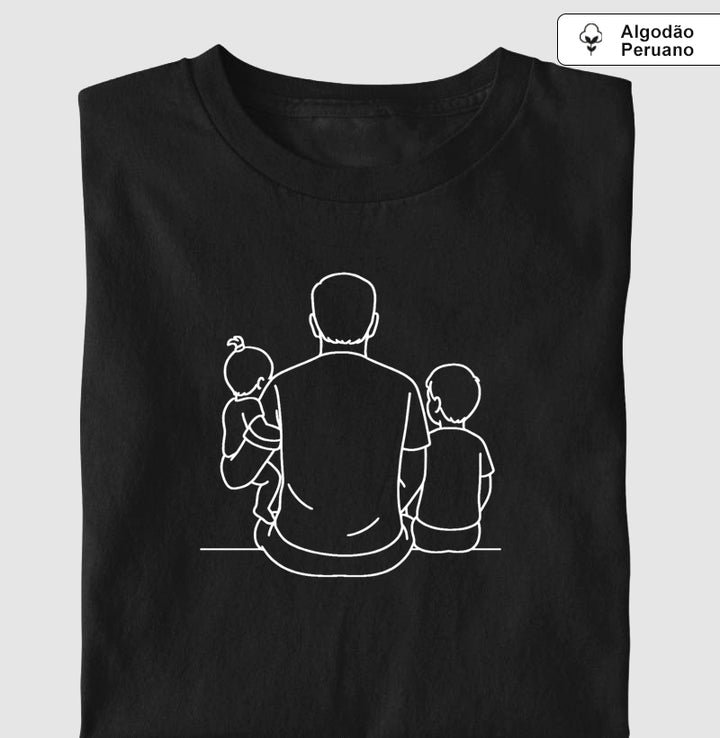Pai/ Avô com 2 filhos/netos menino maior e menina bebê - Personalizada