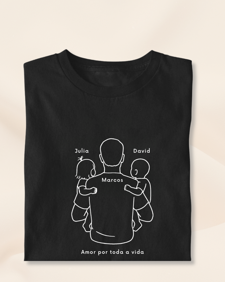 Pai com 2 filhos gêmeos - Menino e menina - Personalizada
