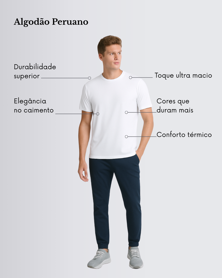 Camiseta sem estampa - Algodão Premium Peruano