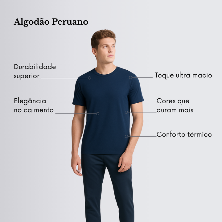 Camiseta sem estampa - Algodão Premium Peruano