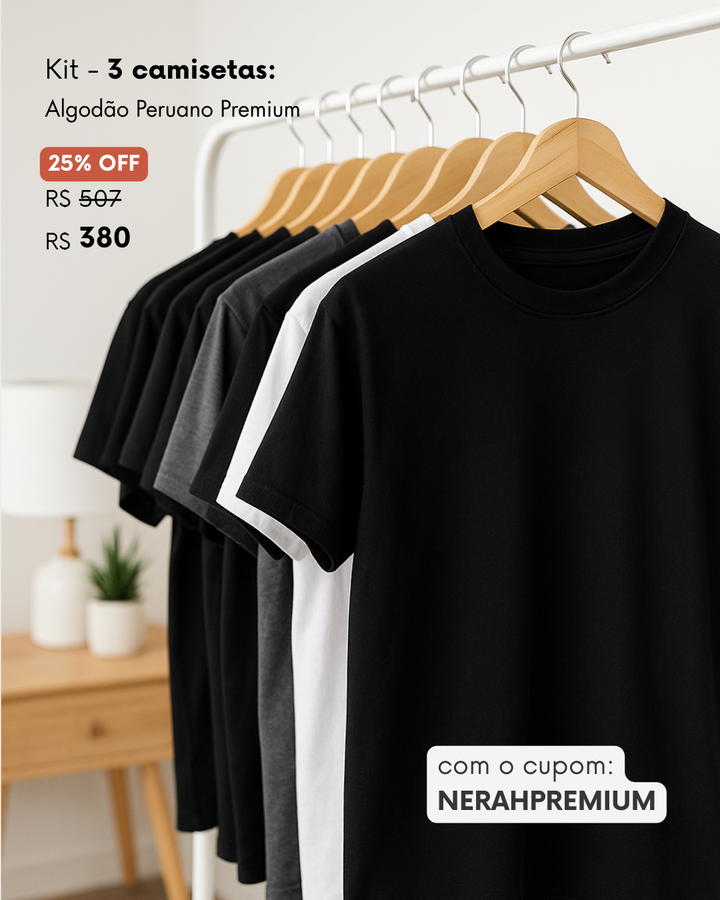 Camiseta sem estampa - Algodão Premium Peruano