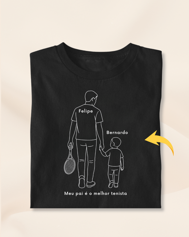 [Pai tenista] - Pai com filho menino e raquete - Personalizada