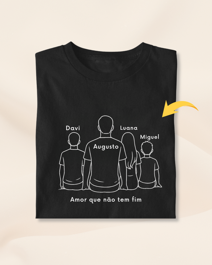 Pai com 3 filhos: Menino e menina adolescente e menino menor - Personalizada
