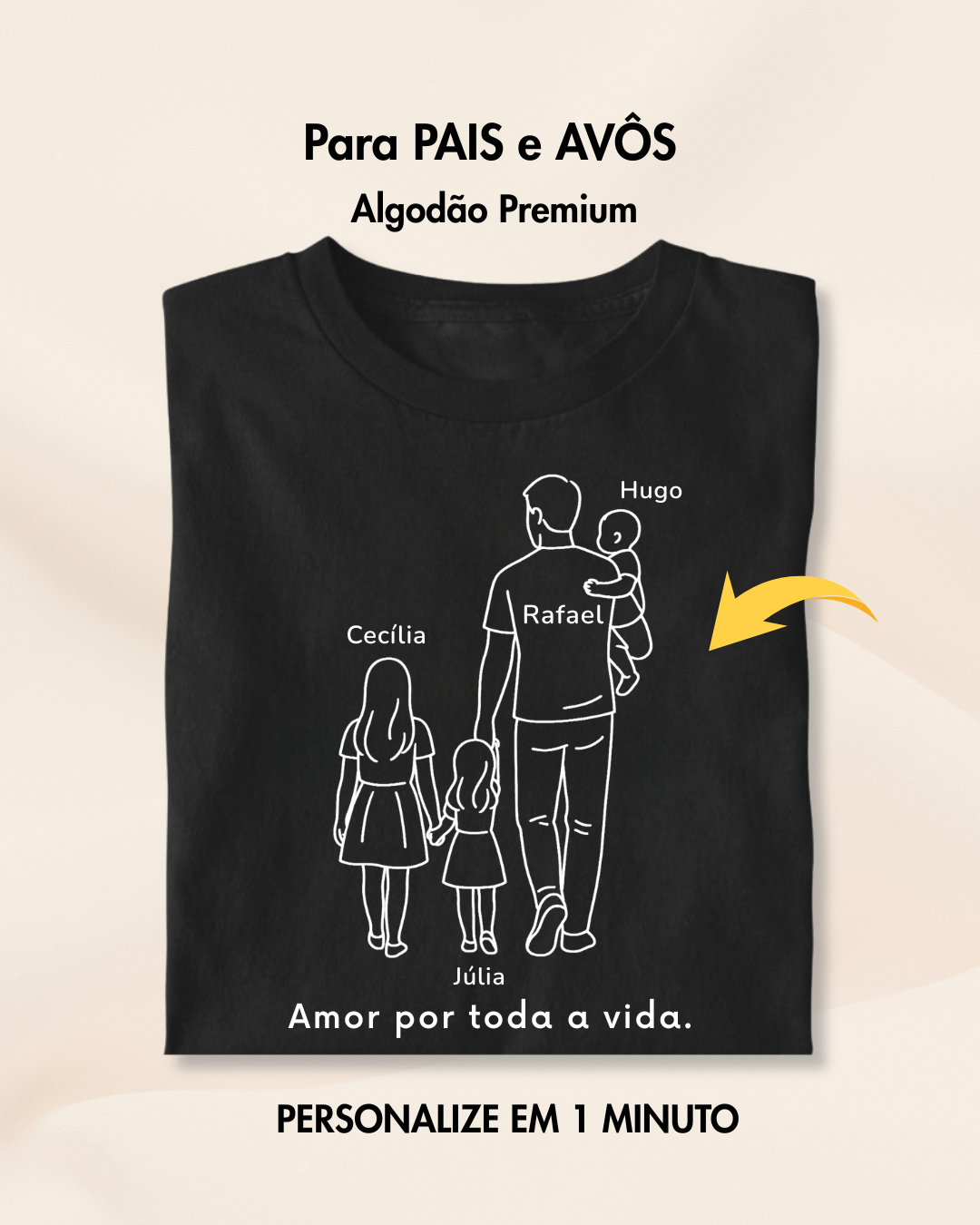 Pai com 3 filhos: duas meninas maiores e um bebê menino - Personalizada
