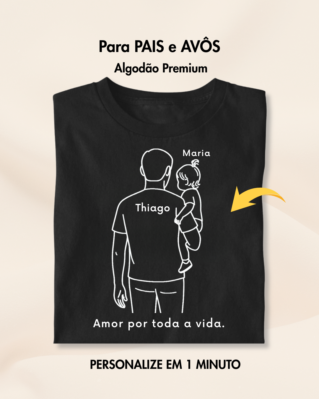 Pai com 1 filha menina no colo - Personalizada