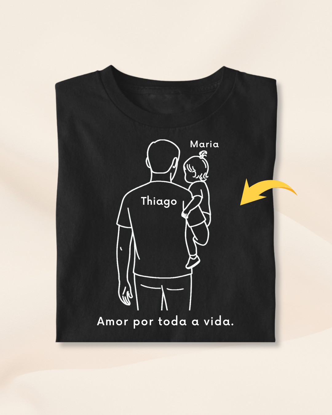 Pai com 1 filha menina no colo - Personalizada