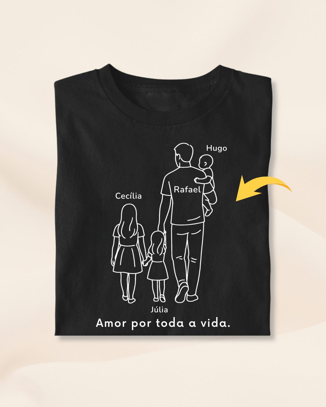 Pai com 3 filhos: duas meninas maiores e um bebê menino - Personalizada