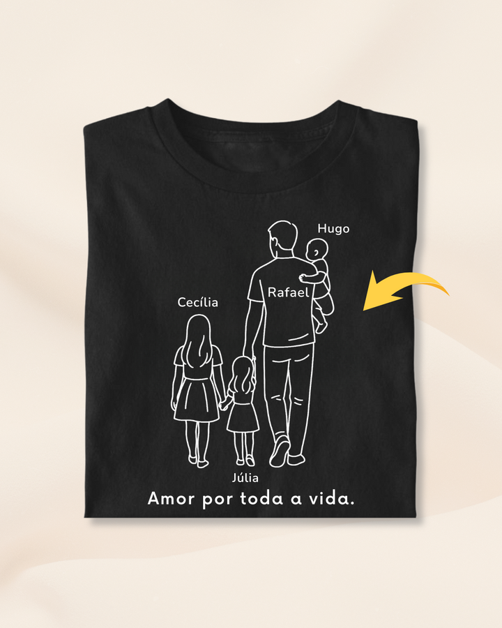 Pai com 3 filhos: duas meninas maiores e um bebê menino - Personalizada