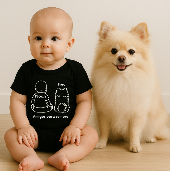 Bebê menino com cachorro Spitz - Personalizada