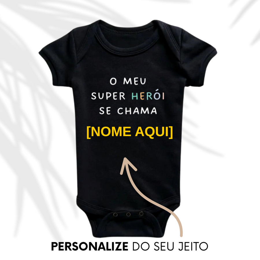 Body preto infantil com estampa personalizável do dia dos pais #cor_preta