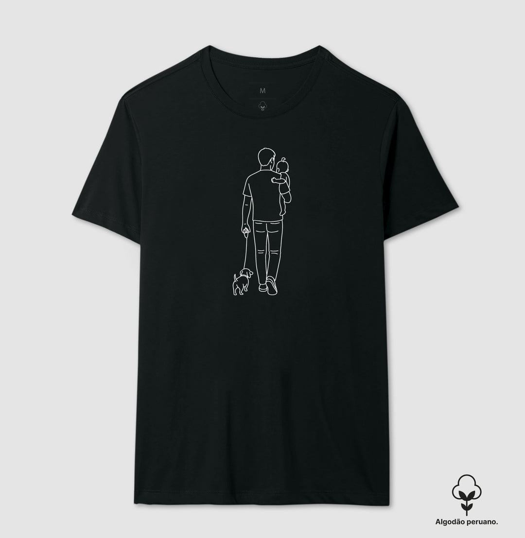 Pai com uma filha bebê e um cachorro - Personalizada