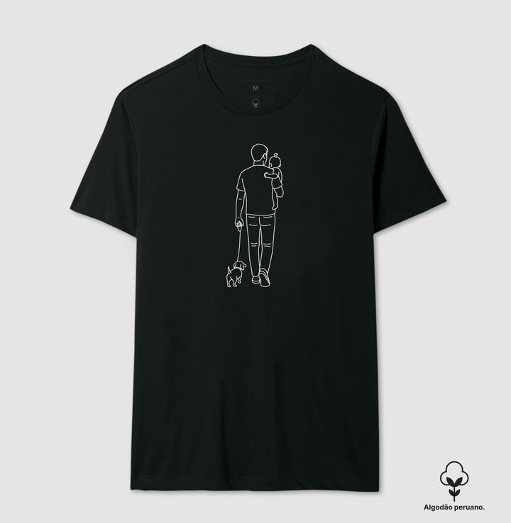 Pai com uma filha bebê e um cachorro - Personalizada