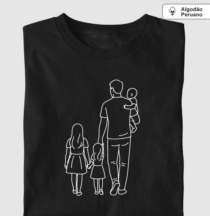 Pai com 3 filhos: duas meninas maiores e um bebê menino - Personalizada